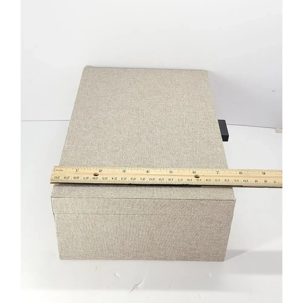 Jewelry Box 2 Tier Organizer Mirror Ring Storage Fabric Covered Beige